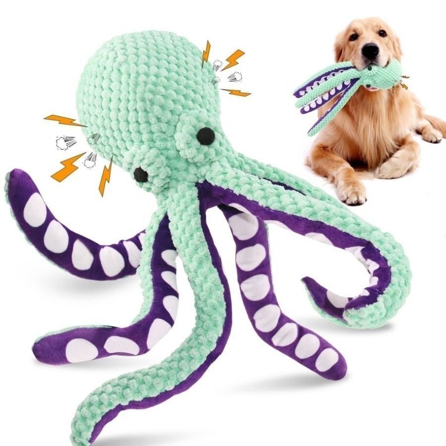Indestructible Dog Chew Toy - Pyszczalka w kształcie ośmiornicy – pluszowa